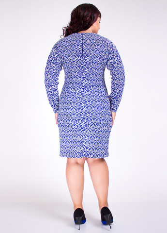 Светло-синее кэжуал платье футляр Fifi Lakres с геометрическим узором