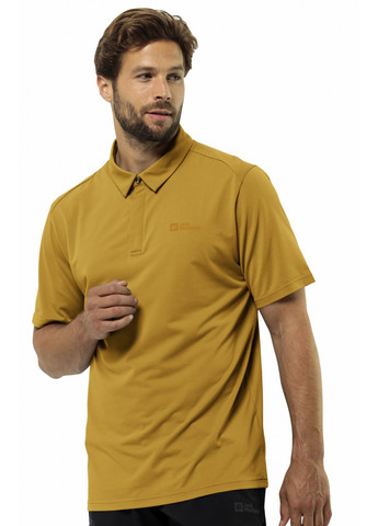 Желтая футболка-поло для мужчин Jack Wolfskin с логотипом