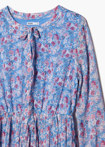 Блакитна кежуал сукня плісована Cropp з квітковим принтом
