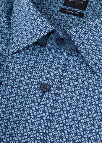 Синяя классическая рубашка с рисунком Olymp