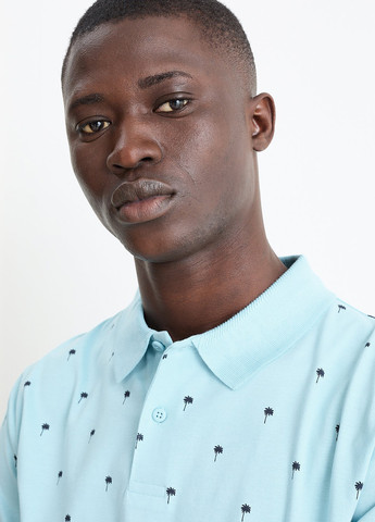 Светло-голубой футболка-поло для мужчин C&A с рисунком