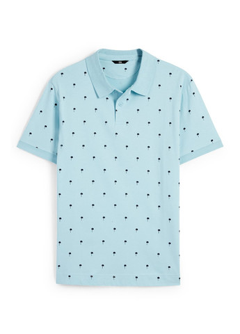 Светло-голубой футболка-поло для мужчин C&A с рисунком