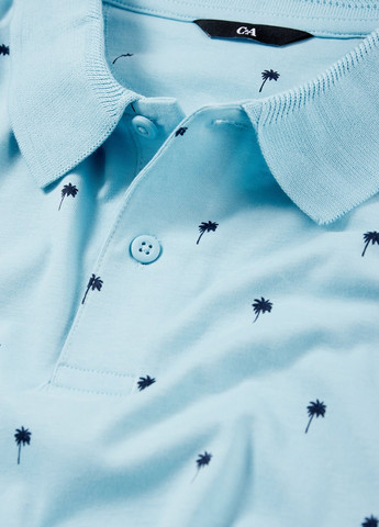 Светло-голубой футболка-поло для мужчин C&A с рисунком