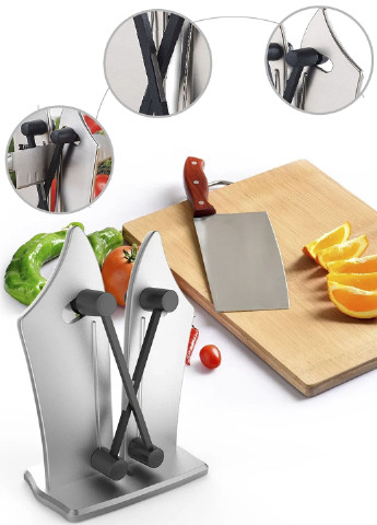 Ручная настольнная точилка для кухонных ножей Japan Steel Good Idea однотонная серая