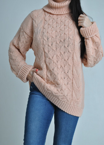Персиковый зимний свитер с косами Berta Lucci