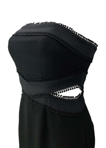 Черное вечернее черное макси платье the label с открытыми плечами с открытой спиной, с открытыми плечами, бандо, футляр Keepsake однотонное