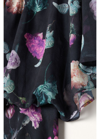 Серое коктейльное платье H&M с цветочным принтом