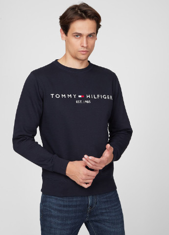 Світшот Tommy Hilfiger - Прямий крій логотип темно-синій кежуал бавовна, трикотаж - (251802488)