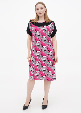 Розовое кэжуал платье BABOCHKA XL Collection с абстрактным узором