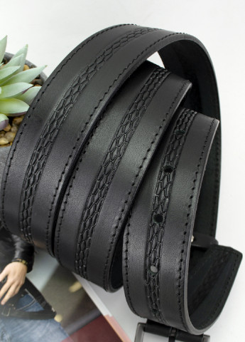 Ремінь чоловічий шкіряний під брюки та джинси чорний SF-351 black (125 см) SFIP (256499879)