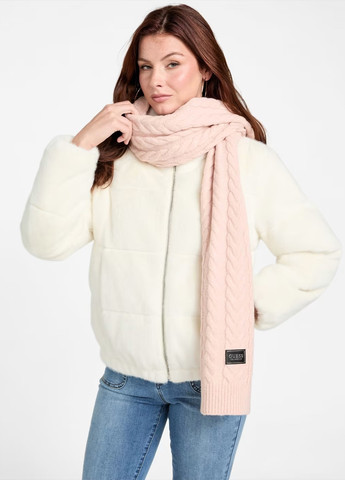 Розовый демисезонный комплект (шапка, шарф) Guess