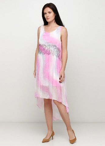 Розовое кэжуал платье а-силуэт Made in Italy градиентное ("омбре")