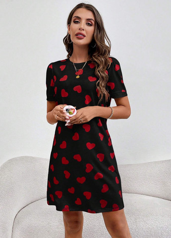 Черное кэжуал платье SHEIN сердечки