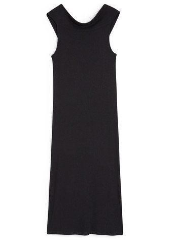 Черное кэжуал платье с открытыми плечами C&A однотонное