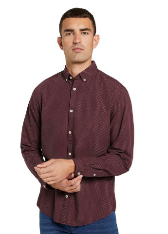 Бордовая кэжуал рубашка в горошек Tom Tailor