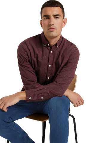 Бордовая кэжуал рубашка в горошек Tom Tailor