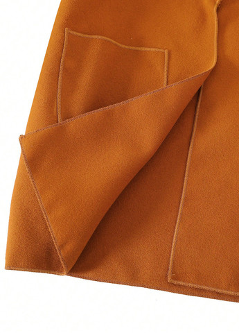 Охряное демисезонное Пальто однобортное SHEIN