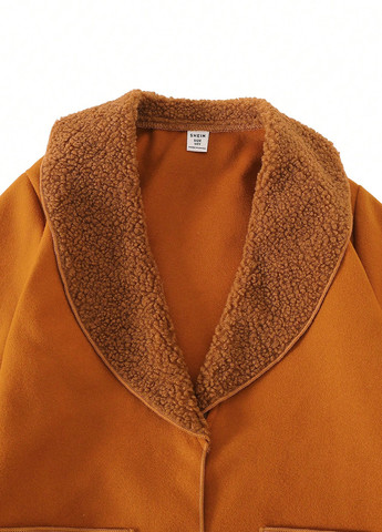 Охряное демисезонное Пальто однобортное SHEIN