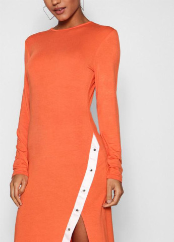 Оранжевое кэжуал платье Boohoo однотонное