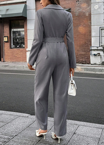 Комбинезон SHEIN комбинезон-брюки однотонный серый деловой, кэжуал полиэстер