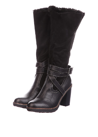 Женские черные сапоги Refresh и на высоком каблуке