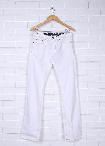 Белые демисезонные прямые джинсы Murphy & Nye