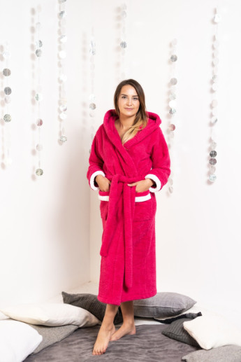 Жіночий махровий халат на запах Рожевий V.O.G. (236693472)