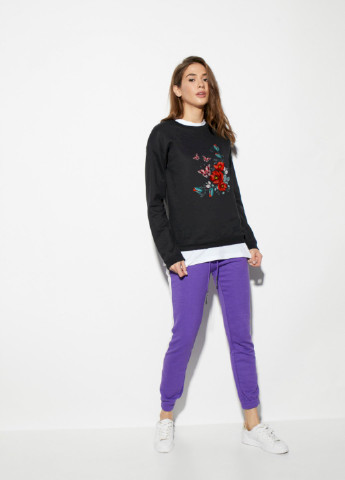 Чорний світшот жіночий /no flis/ YAPPI малюнок (251467728)