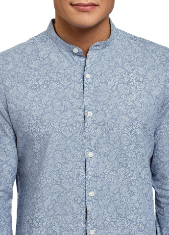 Синяя кэжуал рубашка с цветами Oodji