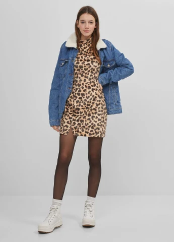 Бежева сукня демісезон,леопардовий, Bershka