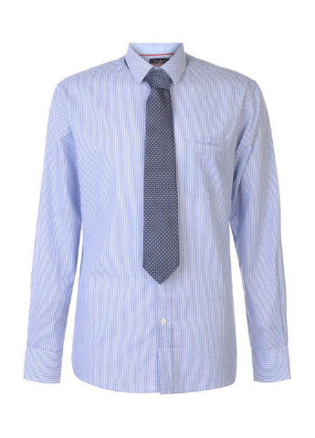 Голубой классическая рубашка в полоску Pierre Cardin с длинным рукавом
