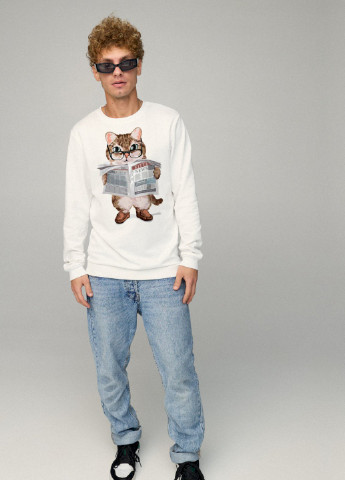 Белый свитшот мужской basic /no flis/ YAPPI рисунок (251791277)