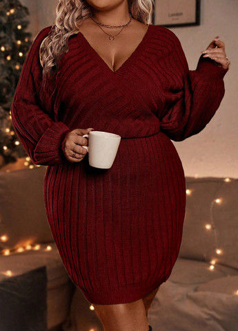 Бордова кежуал сукня SHEIN однотонна