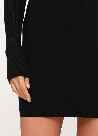 Черное кэжуал платье платье-свитер Hostar однотонное
