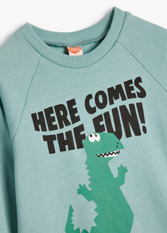 KOTON світшот динозавр м'ятний кежуал бавовна, трикотаж