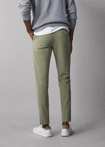 Светло-зеленые кэжуал демисезонные зауженные брюки Massimo Dutti