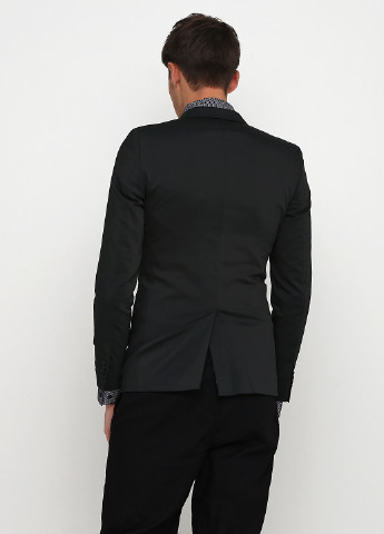 Пиджак H&M однотонный чёрный деловой полиэстер