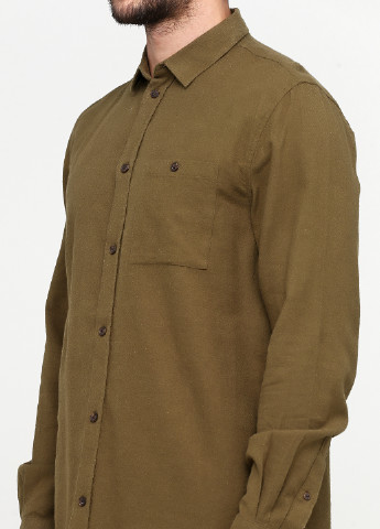 Оливковковая (хаки) кэжуал рубашка однотонная Weekday