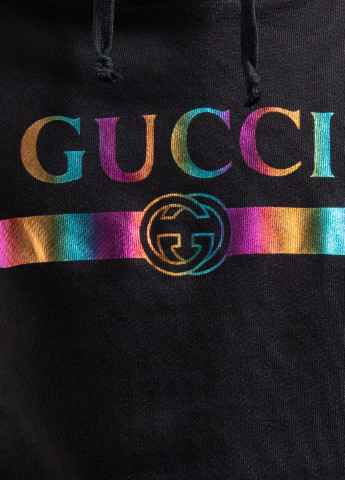 Черный хлопковый худи с логотипом Gucci (251176516)