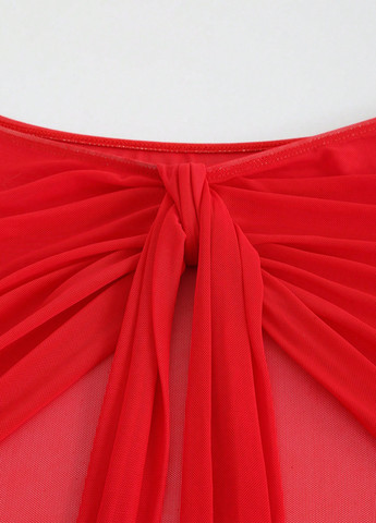 Красный летний купальник (лиф, трусики, парео) бикини, раздельный SHEIN