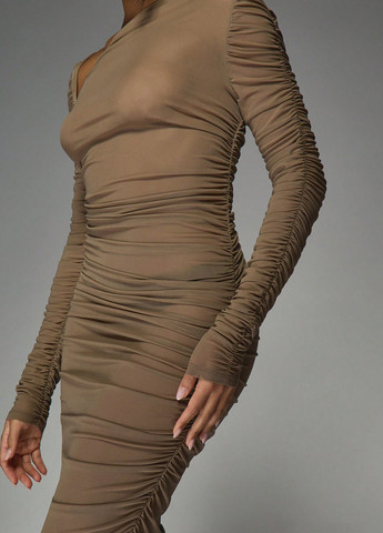 Коричневое кэжуал платье SHEIN однотонное