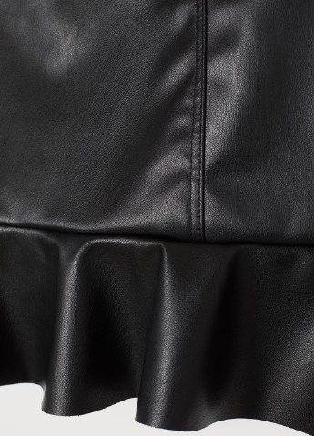 Спідниця H&M однотонна чорна кежуал штучна шкіра