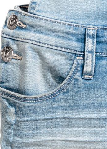Комбинезон H&M комбинезон-брюки однотонный голубой джинсовый хлопок