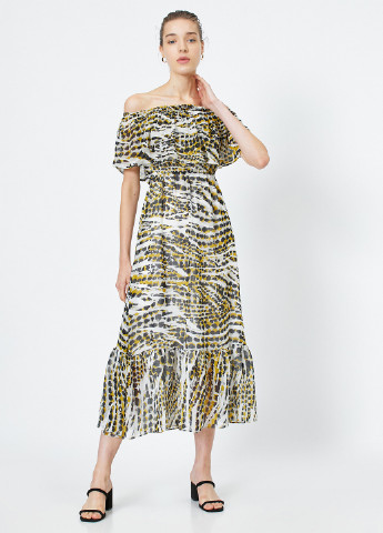 Женское летнее Платье с открытыми плечами KOTON с абстрактным узором