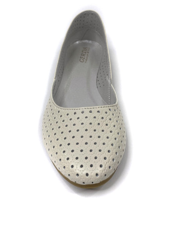 Женские балетки Gerda | светло-бежевые однотонные перфорация натуральная кожа (251274213)