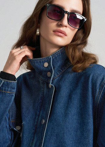 Темно-синяя демисезонная куртка куртка-пиджак SHEIN