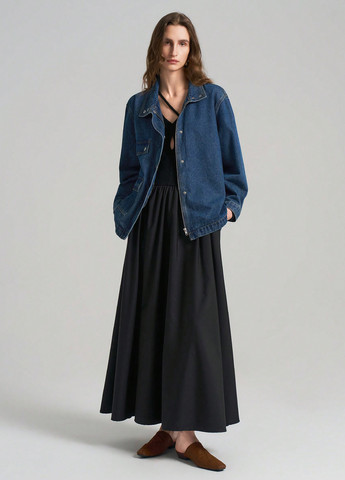 Темно-синяя демисезонная куртка куртка-пиджак SHEIN