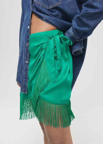 Зеленая кэжуал однотонная юбка Reserved на запах