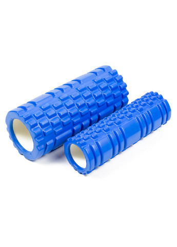 Массажный ролик Grid Roller Double 33 см (цилиндр, роллер) двойной синий EasyFit (237657533)