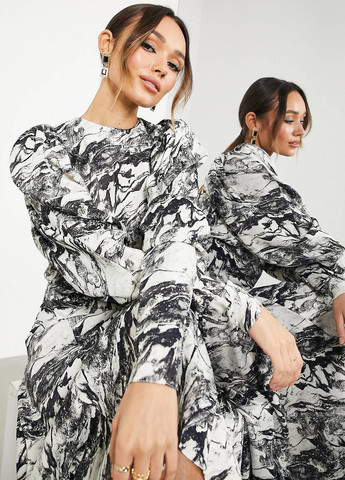 Білий кежуал сукня кльош Asos з абстрактним візерунком